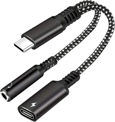 USB c to 3.5mm Headphone and Charger Adapter,2 in 1 USB C to Aux Audio Jack with PD Fast Charging Dongle Cable Cord for iPhone 15/15 Pro Max,Galax...