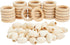 Bright Creations 80 Pcs Unfinished Oval Wood Beads and Round Wooden Rings for Macrame Supplies, DIY Crafts...