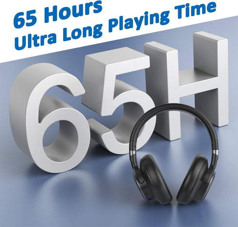 KVIDIO Active Noise Cancelling Headphones, 65 Hours Playtime Bluetooth Headphones with Microphone, Transparency Mode, Deep Bass and Hi-Fi Stereo S...