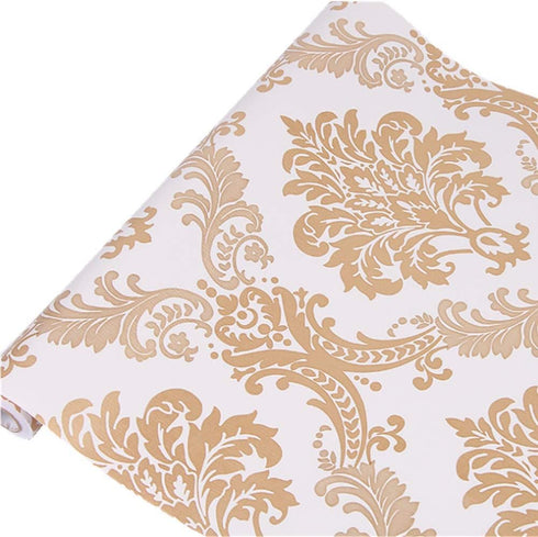 Lependor Damask Peel and Stick Wallpaper Removable Printed Stick Wall Paper Decorative Self Adhesive Shelf Drawer Liner Roll - 17.71" X 393" - 48....