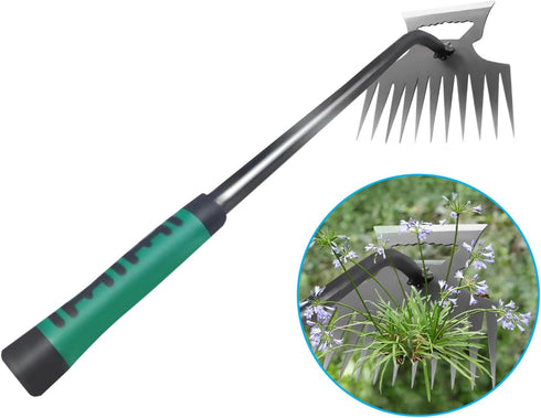 Gardening Hand Weeder Tools, 11-Tooth Manual Weeder, Uprooting Tool with Rubber Handle, Manual Multifunctional Weeders Gardening Tools for Gardens...