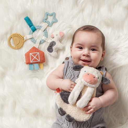 Itzy Ritzy Farm Toy Gift Set - Includes Cow Lovey & Farm-Themed Car Seat and Stroller Toy...