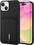 MZELQ TPU Wallet Compatible with iPhone 15 Case 2023, Card Holder Camera Protection Cover + Screen Protector, Push-able Card Slot Silicone Soft Ca...