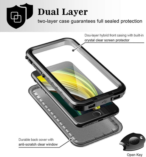 SPORTLINK Waterproof Case for iPhone SE 3rd 2022/iPhone SE 2nd 2020/iPhone 7/8 - Full Body Shockproof Dustproof Phone Screen Protector Rugged Wate...