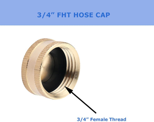 Brass Garden Hose End Cap 3/4" GHT Female Fitting Repair Cap (10-Pack)...
