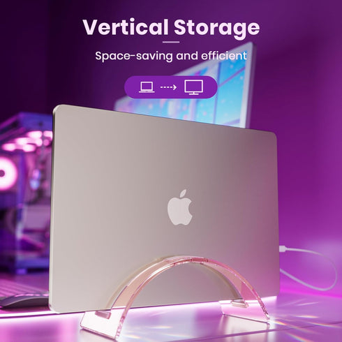 Acrylic Vertical Laptop Stand for Desk,Acrylic Invisible Desktop Notebook Dock,Vertical Laptop Holder Space-Saving Organizer for All MacBook, Surf...