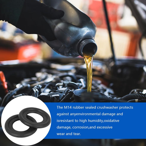 25PCS M14 Car Oil Drain Plug Gasket, Rubber Crush Washer Sealing Gasket, Automotive Engine Oil Crush Washers Replacement Accessories, Universal fo...