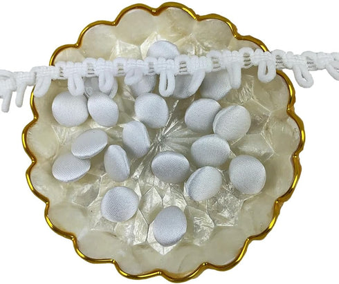 20pc/Set Off-White Satin Cloth Buttons with Shank and Same Color Buckle Rope for Bridal Wedding Dress Gowns Tuxedo Suit Clothes Button 12.5mm...