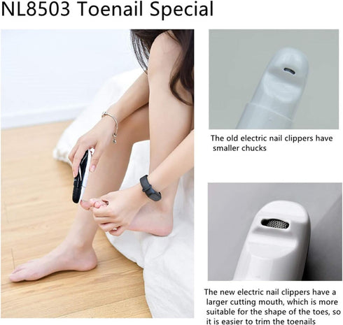 Electric Nail Grinding Machine Black and White Stainless Steel Nail Cut Toenail Clipper Cutter Metal Case for 12+ Years Adults NL8503 (Black/White...