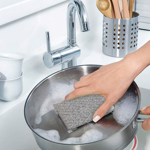 Gold and Silver Kitchen Sponge Scrubber, Heavy Duty Metallic Sink, Pot, Dish Washing Scrubber Non-Scratch, Non-Metal, Kosher Sponge, Pack of 12 (S...