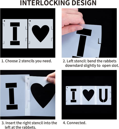 1 Inch Letter Stencils Symbol Numbers Stencil, 68 Pcs Reusable Alphabet Art Craft Templates Interlocking Stencils Kit for Painting on Wood, Wall, ...