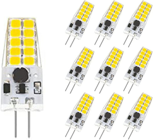 G4 LED Bulb 12V JC Tybe,20-30W T3 G4 Halogen Equivalent,6000K Daylight White,G4 Bi-Pin Base,300LM,Chandelier Lighting/Landscape Lighting, Non-dimm...