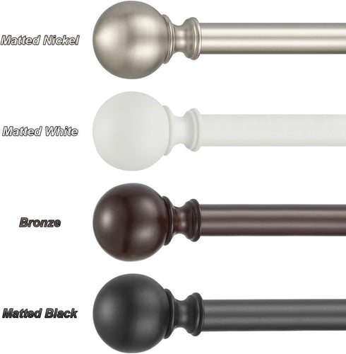 Kemmie 1" Classic Window Curtain Rod with Round Finials Simple Single Telescoping Drapery Rod, 36-72", Bronze...
