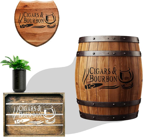 Cigars and Bourbon Stencil Reusable Sturdy Flexible Clear Plastic 1-5x11 in Arts and Crafts Material Scrapbooking for Airbrush Painting Drawing...