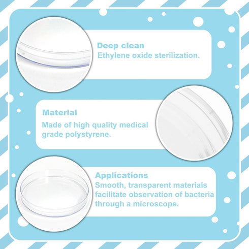 30 Pack 60 x 15 mm Plastic Petri Dishes with Lids, Petri Dish, Deep Clean, Lab Petri Dish for Mycology Supplies, Plants, School Science Project, L...