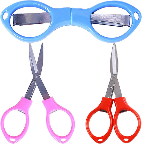 3 Pcs Folding Scissors,Portable Mini Travel Trip Scissors,Safety Foldable Small Scissors,Crafting Scissors,Stainless Steel Telescopic Cutter Used ...