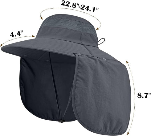 2 Pack Outdoor UV Protection Wide Brim Sun Hat,UPF50+ Fishing Hat for Men & Women with Large Neck Flap...