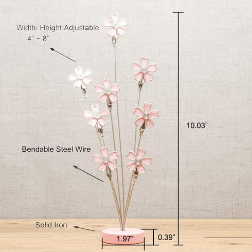 8-Branch Family Tree Picture Frame Holder, Card Photo Clips Holder Desk Stand for Memo Paper Note Photo Christmas Wedding Card Display (Cherry Blo...