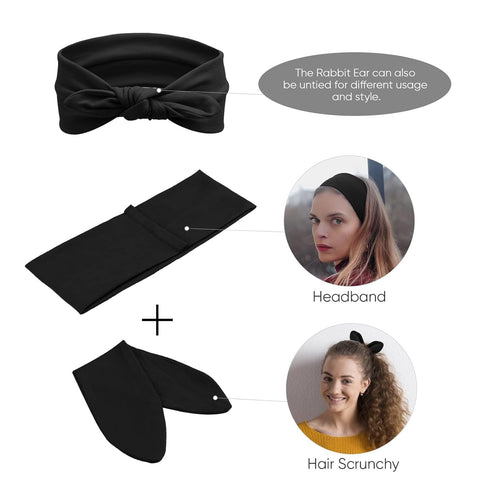 DRESHOW 8 Pack Headbands for Women Bow Knotted Hair Band Facial Cloth Rabbit Ears Running Sport Elastic Hair Wrap...