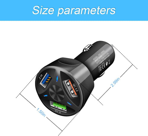 QC 3.0 Car Fast Charger, 3-Port Smart Phone Charger Compatible with Cigarette Lighter Socket, iPhone 11/Pro/Pro Max, 12 Pro, iPad, Samsung Galaxy,...
