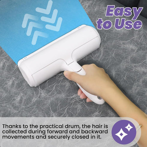 Pet Hair Remover - Grooming Roller for Pet Hair - Cat and Dog Hair Remover for Sofa, Furniture, Carpet, Car Seat, Reusable Roller with Base, white...