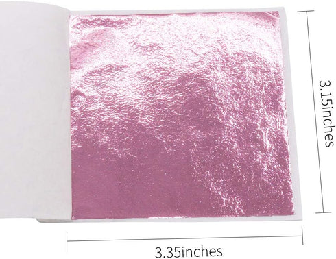 Pink Gold Leaf Sheets,100 Sheets 3.15" Baby Pink Gilding Gold Foil for Paintings, Arts Crafts, Nail Deco, Furniture...