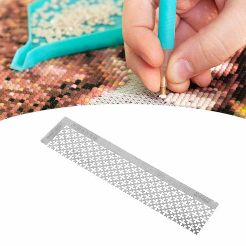Zerodis Rhinestone Painting Ruler, Stainless Steel Mesh Ruler Blank Grids Point Drill Pen Ruler for 5D DIY Paintings Supplies(#3)...