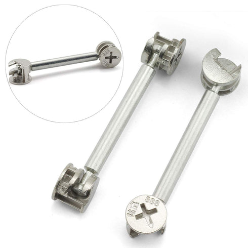 4Set Furniture Hardware Double End Head Rod Connection Cam Fittings Furniture Board Panel Connection Accessories 64mm...
