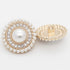5pcs 23mm Small Fragrance Pearl Rhinestone Metal Buttons Ladies Cashmere Coat Blazer Shirt Button Round Buttons (Golden Pearl lace)...