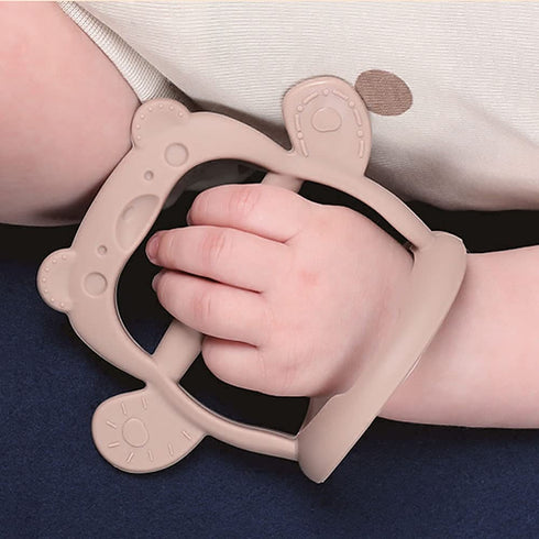 Baby Wrist Silicone Teether Soothing Pacifier for Infants 3+ Months Babies Pack of 1 Made in Korea Anti-Dropping (Bear-Cozy Beige)...