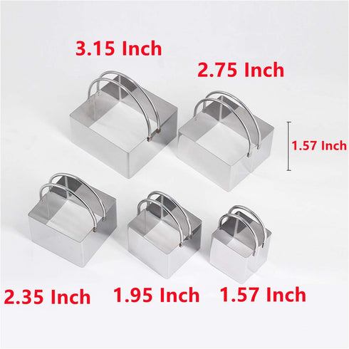 Square Biscuit Cutter with Handle (5 Pieces/Set) - Nest for Easy Storage Stainless Steel Square Cookie Cutter...