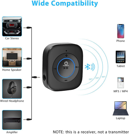 iDIGMALL 2023 Latest Bluetooth 5.3 Audio Receiver for Speaker, Wireless 3.5mm Aux Hi-Fi Music Adapter w/Noise Cancelling Mic & Hands-Free for Car ...