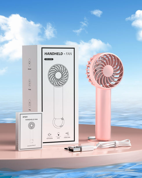 Mini Handheld Fan, Small Portable Fan Battery Operated, Personal Fan with 3 Speed Wind, 2000mAh Battery 9 Hours Long Working Time, Hand Fan Rechar...