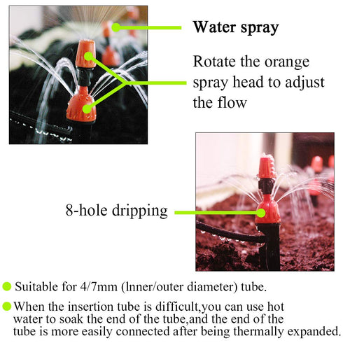 XINGYHENG 50Pcs(25Pairs) 360 Degree Adjustable Misting Drippers Atomizing Connector Spray Misting Dripped Closed Integral Emitter Nozzle Sprinkler...