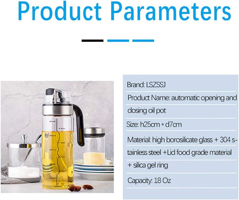olive oil and vinegar bottle glass disp,Wide Opening for Easy Refill and Cleaning, Liquid spice dispenser, BPA Free Pouring Spouts, 18 Oz...