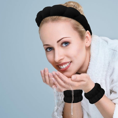 6 Pcs Terry Cloth Headband Face Wash Headband and Wristband Set, Makeup Headband, Hair Band Spa Headband and Wristband Set, Skincare Headbands for...