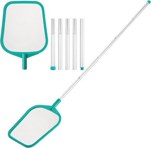 Pool Skimmer - Pool Net with 5 Section Pole, 60 inch Pool Skimmer Net with Pole Total Length, Pool Nets for Cleaning, Fine Mesh Net Pool Skimmer N...