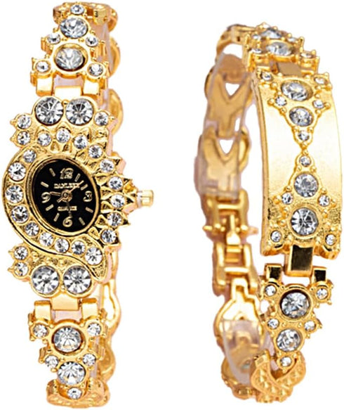 Weicam Women Stylish Bangle Bracelet Round Dial Crystal Analog Quartz Wrist Watch Jewelry Set...