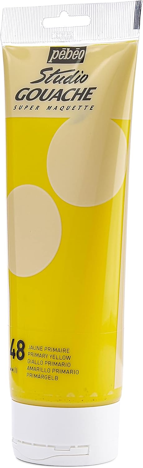 PEBEO Studio Gouache Fluid Paint - 220 ml, Primary Yellow, Velvet Matte Formula, for Acrylic Painting and Illustration, Arts and Crafts Supplies, ...