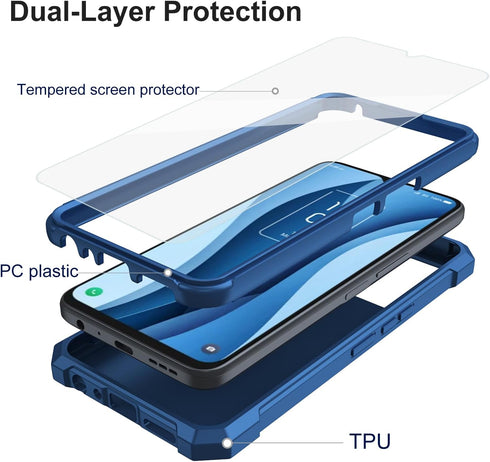 Ailiber for TCL 40 XE Phone Case, TCL 40 X Case with Screen Protector, 2 Layer Structure Protection, Shock-Absorbing Corner TPU Bumper, Slim Silic...