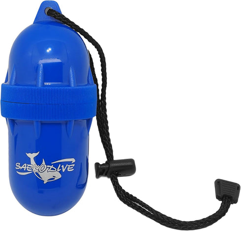 Cylinder Dry Box with Lanyard - Waterproof Container, Watertight Key Pouch Holder - For Snorkeling, Boat, Kayak and Water Activities (Blue, Small)...