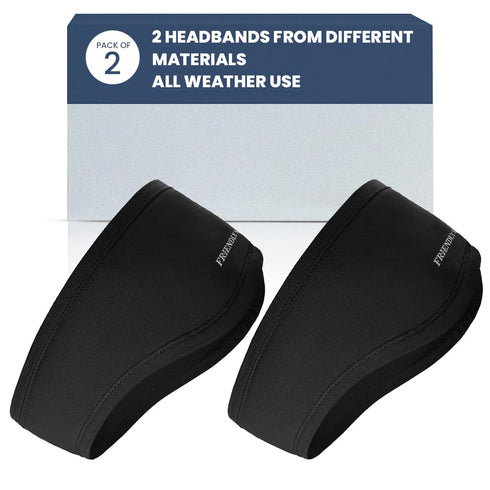 The Friendly Swede Ear Warmer Headband, 2-Pack - Unisex, Polyester, Stretchable, for Women and Men, Ear Covers, Liner Under Helmets, Outdoors/Cycl...
