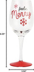 Enesco Our Name is Mud Holiday Feelin' Merry Glitter Wine Glass, 15 Ounce, Multicolor...