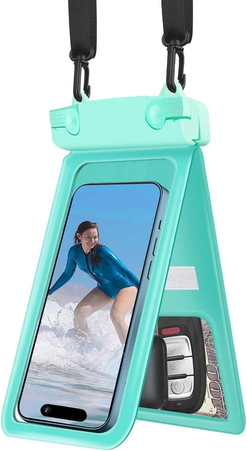 Waterproof Phone Pouch, IPX8 Double Space Cell Phone Case for iPhone 15 14 13 Pro Max Plus Samsung Galaxy S23 S22 Ultra, Detachable Lanyard, Cruis...