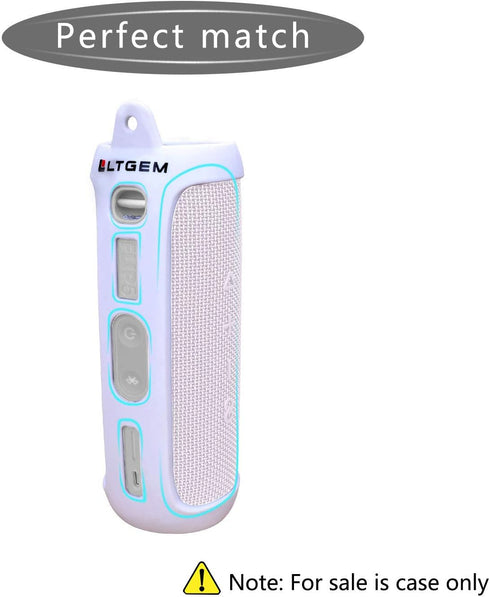 LTGEM Silicone Carrying Travel Case for JBL FLIP 5 Waterproof Portable Speaker with Extra Carabiner - White...
