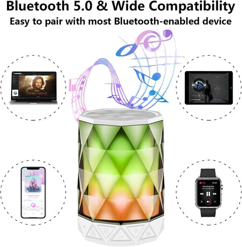LFS LED Portable Bluetooth Speakers with Lights, Night Light Waterproof,Speakers Color Change Computer Speaker,Mic TF Card TWS Support for iPhone ...