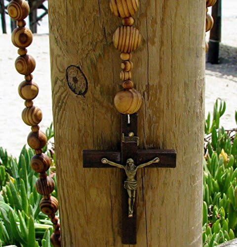 Super Jumbo Holy Mix Beads sanctified Rosary Natural Wood Chain Jesus Cross XL Large 42" Inches Wall Rosario...