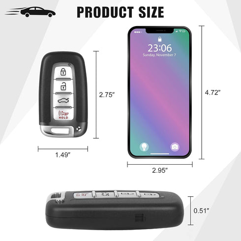 Key Fob Fit for Hyundai 2012-2013 Elantra, 2011-2014 Sonata, Azera, 2009-2014 Genesis Smart Remote Compatible with Kia 2011-2013 Optima, 2011-2013...