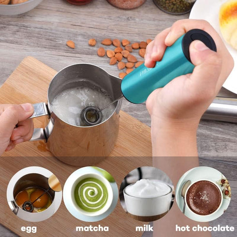 Milk Frother, Rechargeable Battery Operated Frother for Coffee,Portable Drink Mixer with 2 Stainless Steel Whisk Heads,Milk Foamer for Keto Coffee...