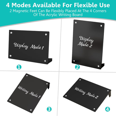 2Pack Desktop Black Acrylic Dry Erase Board with Stand, 8x6" Magnetic Acrylic Calendar Black Whiteboard Desk Easel, Mini Weekly Menu Daily Planner...